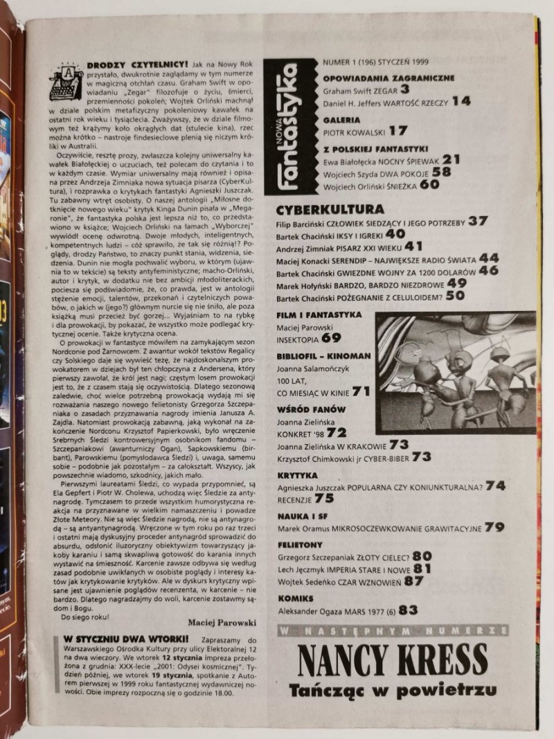 NOWA FANTASTYKA NR 1 (196) STYCZEŃ 1999