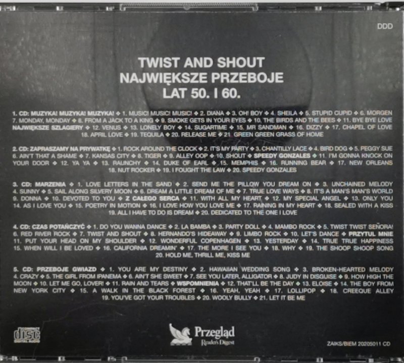 CD. TWIST AND SHOUT NAJWIĘKSZE PRZEBOJE LAT 50. I 60.