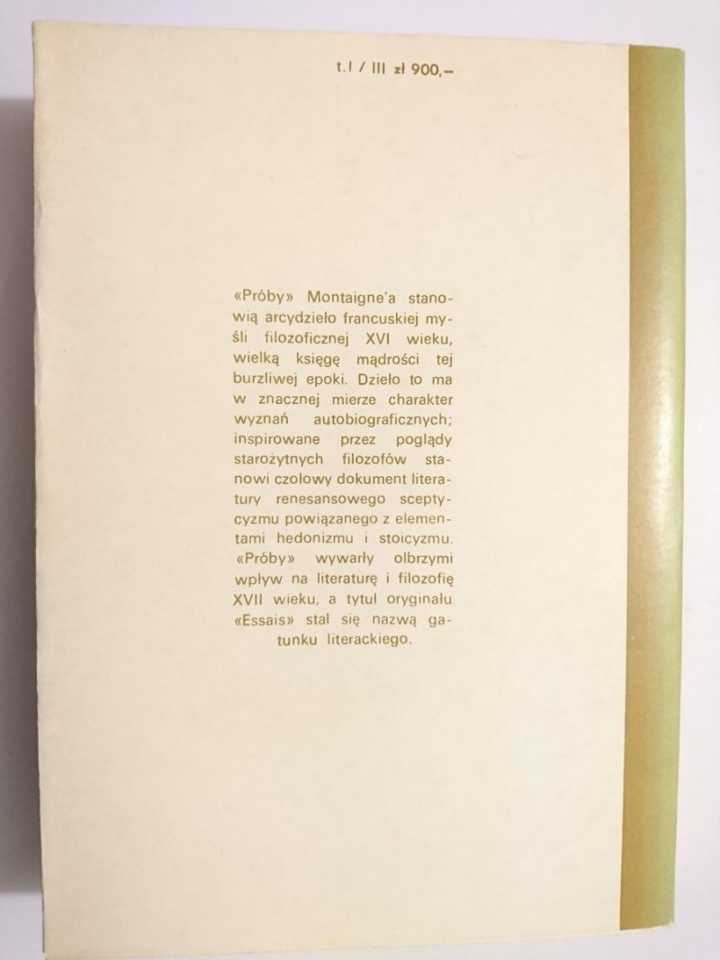 PRÓBY KSIĘGA II - Michel De Montaigne 1985