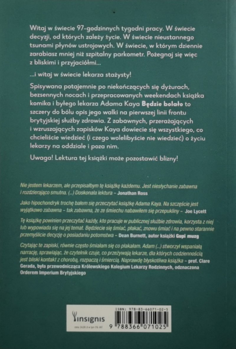 BĘDZIE BOLAŁO - Adam Kay