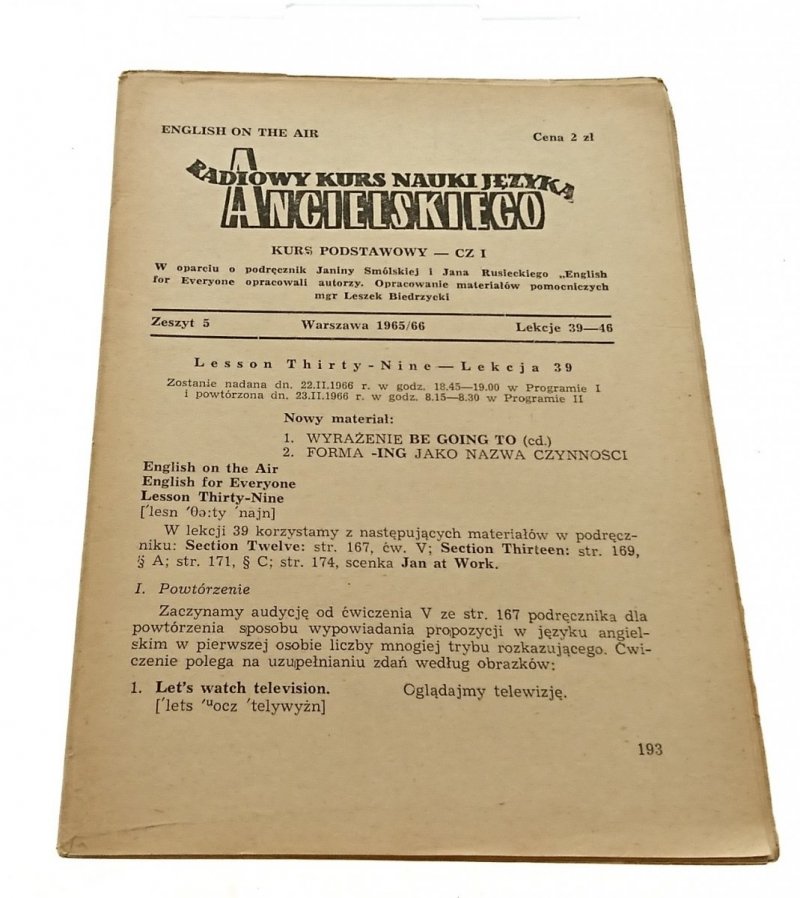 RADIOWY KURS NAUKI JĘZYKA ANGIELSKIEGO 5 1965/66