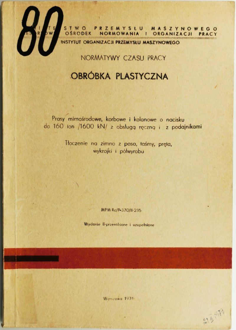 NORMATYWY CZASU PRACY. OBRÓBKA PLASTYCZNA  