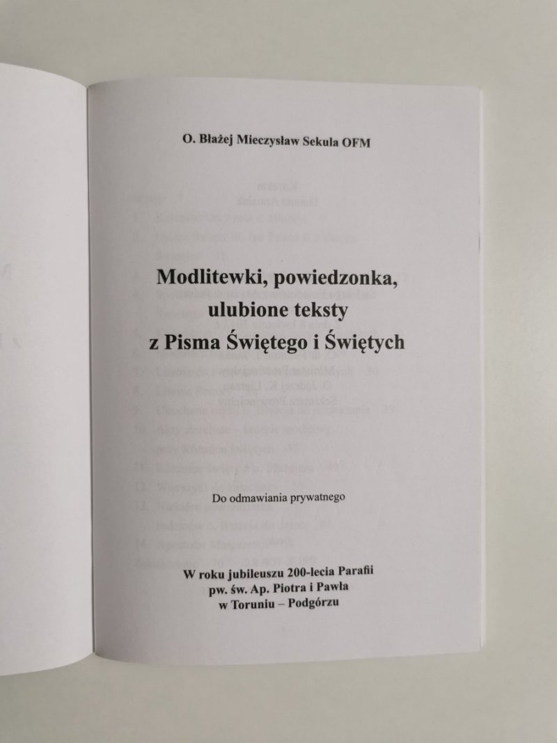 MODLITEWKI, POWIEDZONKA, ULUBIONE TEKSTY Z PISMA ŚWIĘTEGO I ŚWIĘTYCH 
