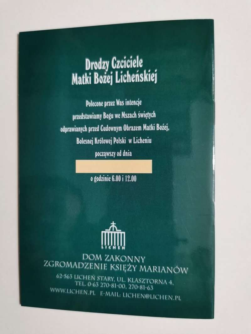 MODLITEWNIK LICHEŃSKIEGO PIELGRZYMA 