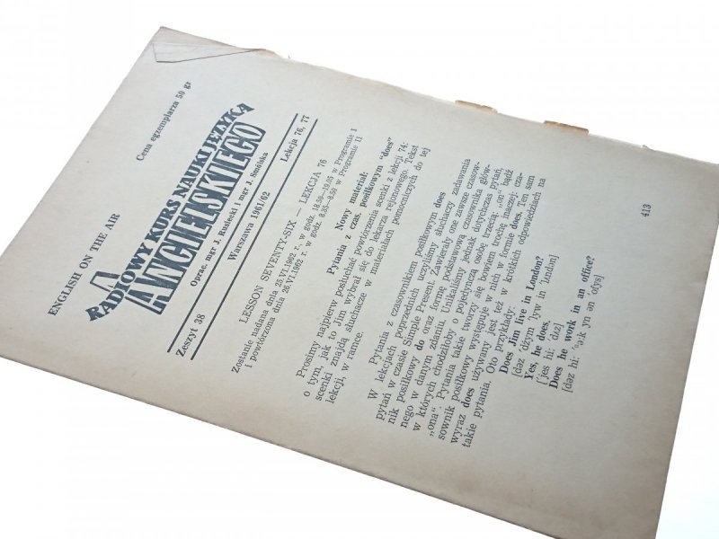 RADIOWY KURS NAUKI JĘZYKA ANGIELSKIEGO 38 1961/62