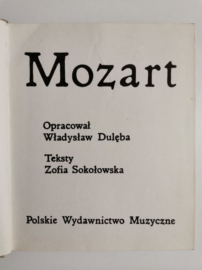 MOZART - Zofia Sokołowska 1977