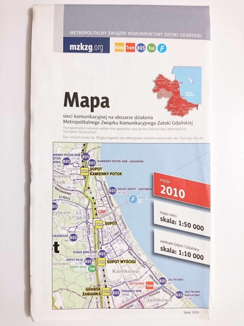 MAPA SIECI KOMUNIKACYJNEJ NA OBSZARZE DZIAŁANIA MZKZG 2010