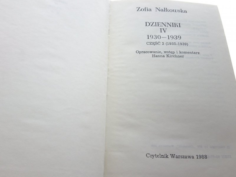 DZIENNIKI TOM IV CZĘŚĆ 2 1935-1939 - Nałkowska