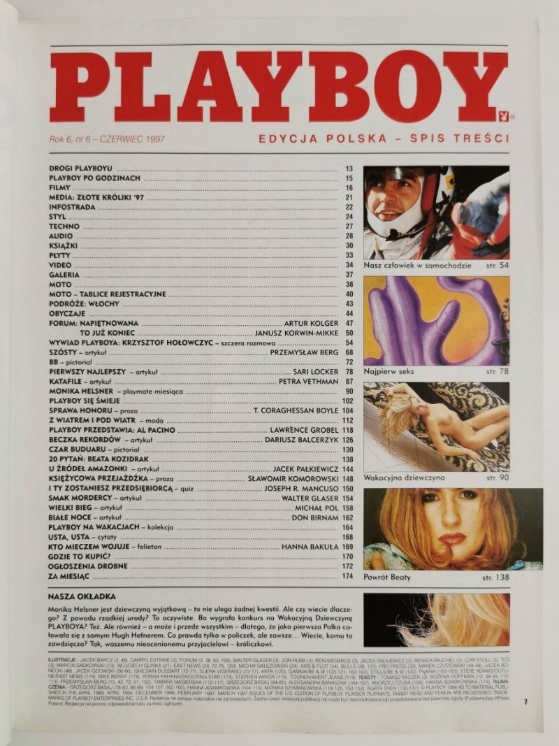 PLAYBOY NR 6 (55) CZERWIEC 1997 MONIKA HELSNER 