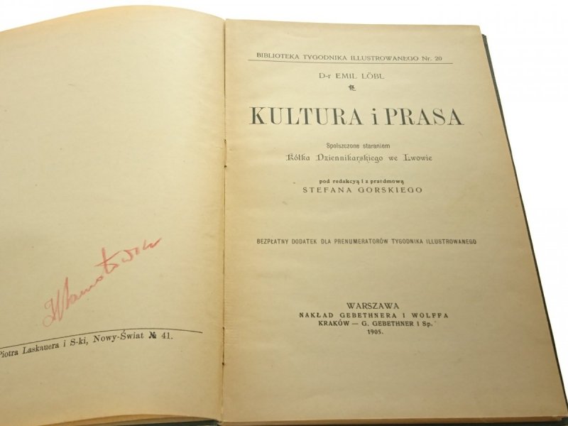 KULTURA I PRASA - Dr Emil Lobl 1905