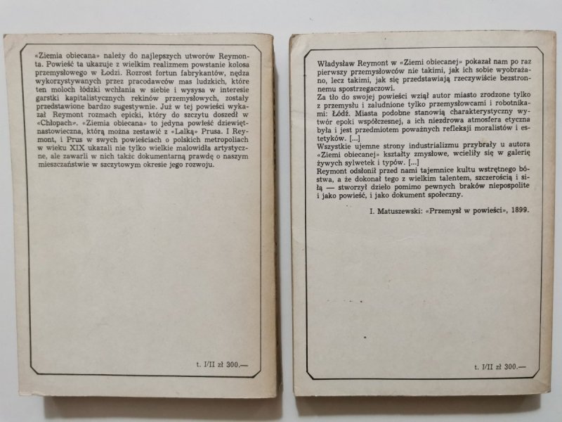 ZIEMIA OBIECANA TOM I i II - Władysław St. Reymont 1985