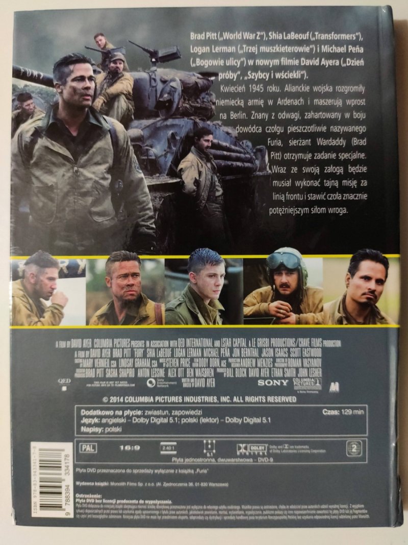 DVD. FURIA. BRAD PITT