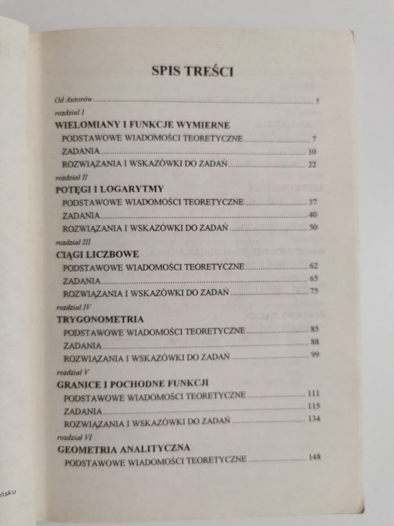 MATEMATYKA. EGZAMIN WSTĘPNY NA WYŻSZE UCZELNIE. ZBIÓR ZADAŃ 1995