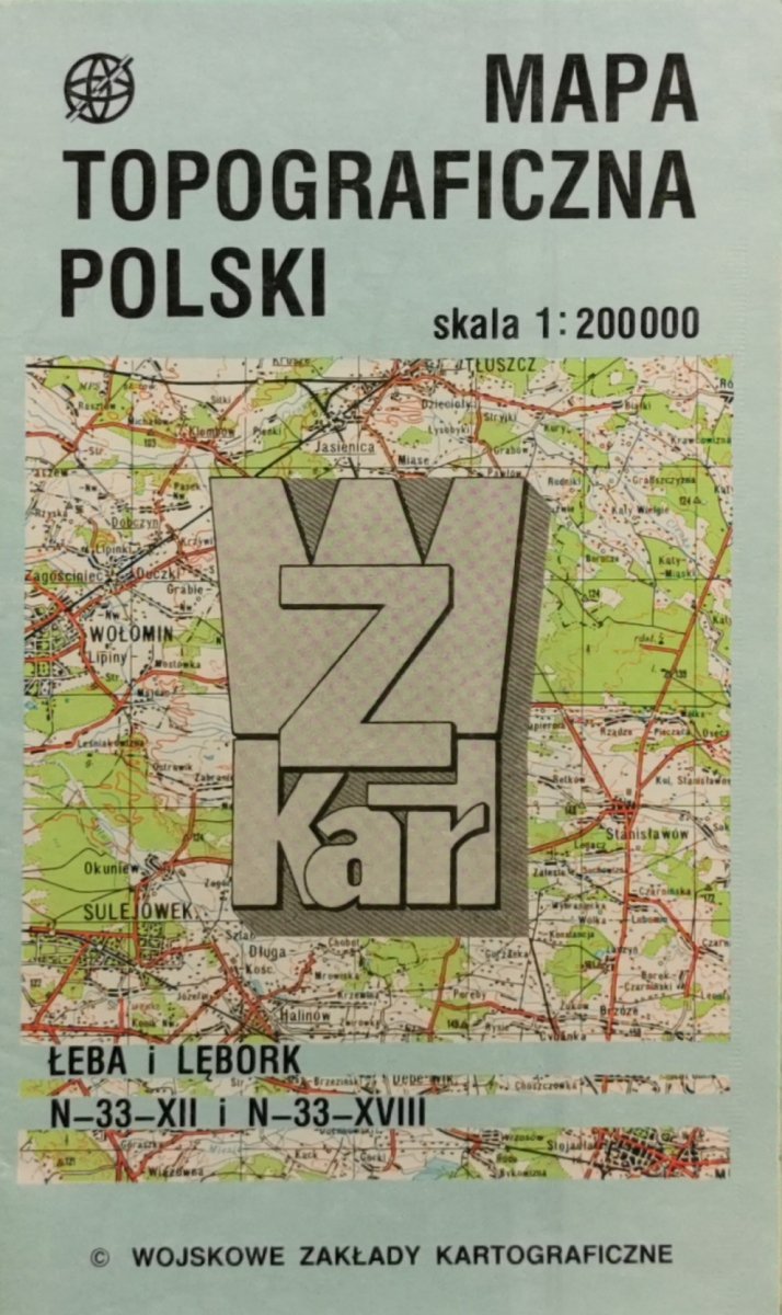 MAPA TOPOGRAFICZNA ŁEBA I LĘBORK. SKALA 1:200 000