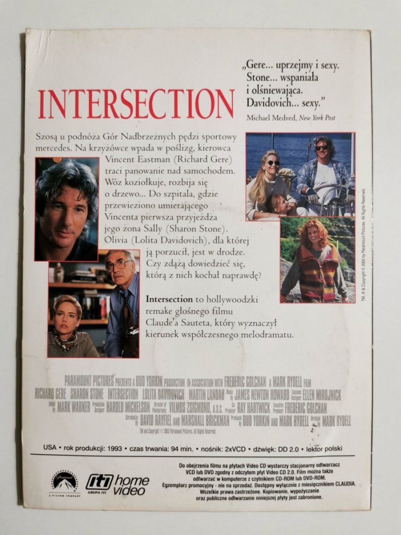 FILM INTERSECTION. WERSJA Z LEKTOREM 2 PŁYTY VCD 