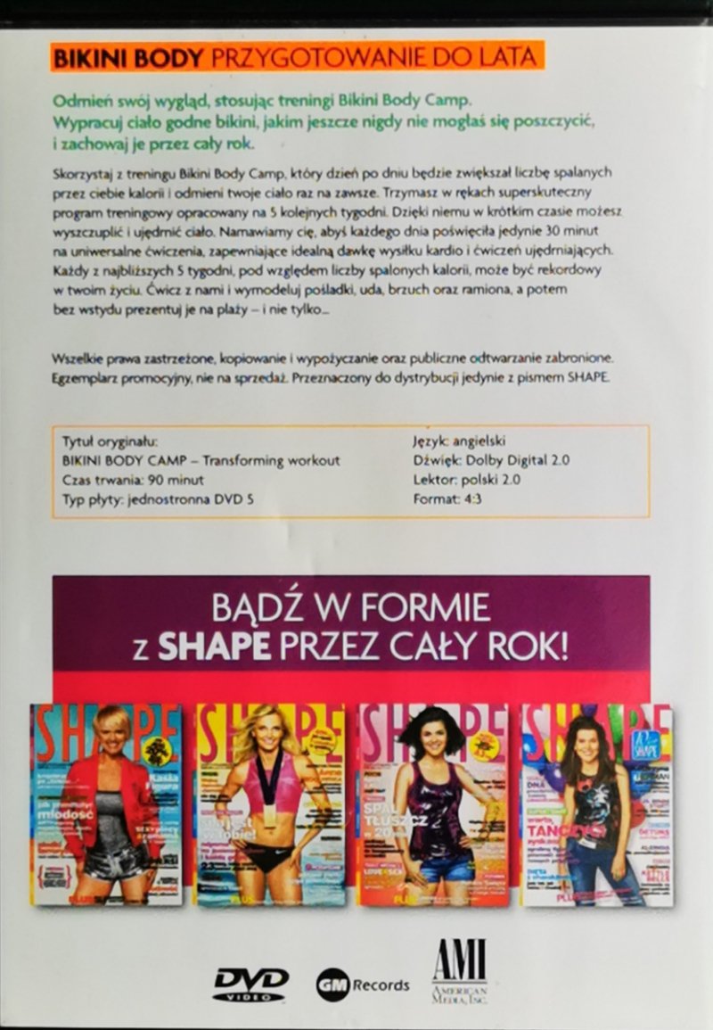 DVD. SHAPE BIKINI BODY PRZYGOTOWANIE DO LATA