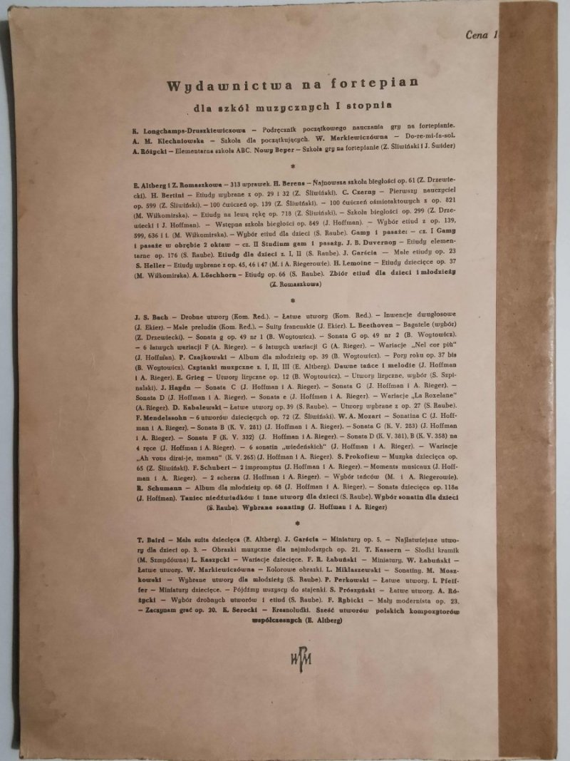 H. LEMOINE ETIUDY DZIECIĘCE OP. 37 WYBÓR NA FORTEPIAN 1959