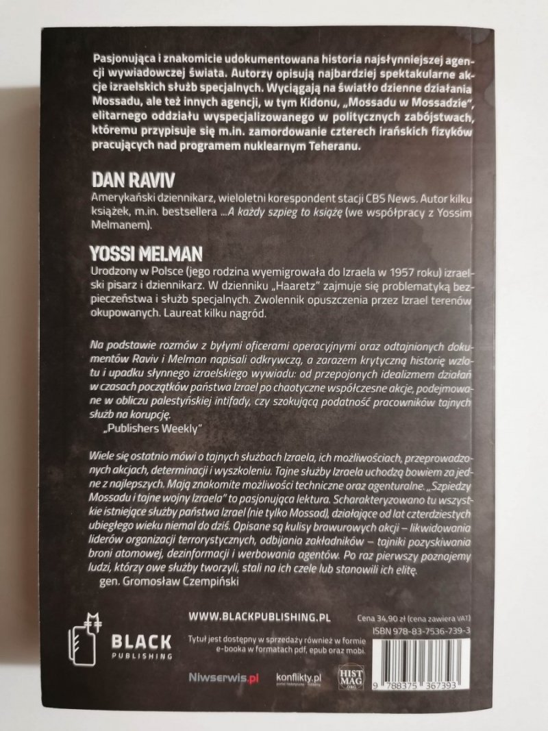 SZPIEDZY MOSSADU I TAJNE WOJNY IZRAELA - Dan Raviv 