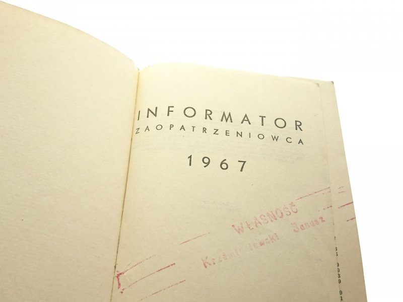 INFORMATOR ZAOPATRZENIOWCA 1967