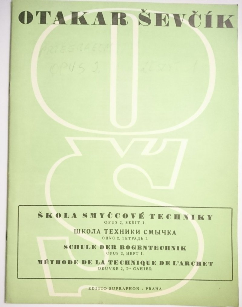 OTAKAR ŚEVĆIK. ŚKOLA SMYĆCOVE TECHNIKY. OPUS 2 SEŚIT 1 1956