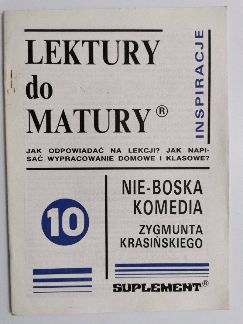 LEKTURY DO MATURY NR 10 NIE-BOSKA KOMEDIA ZYGMUNTA KRASIŃSKIEGO 