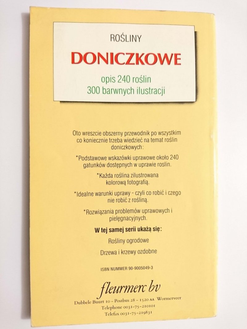 ROŚLINY DONICZKOWE OPIS UPRAWY 240 ROŚLIN DONICZKOWYCH 1990