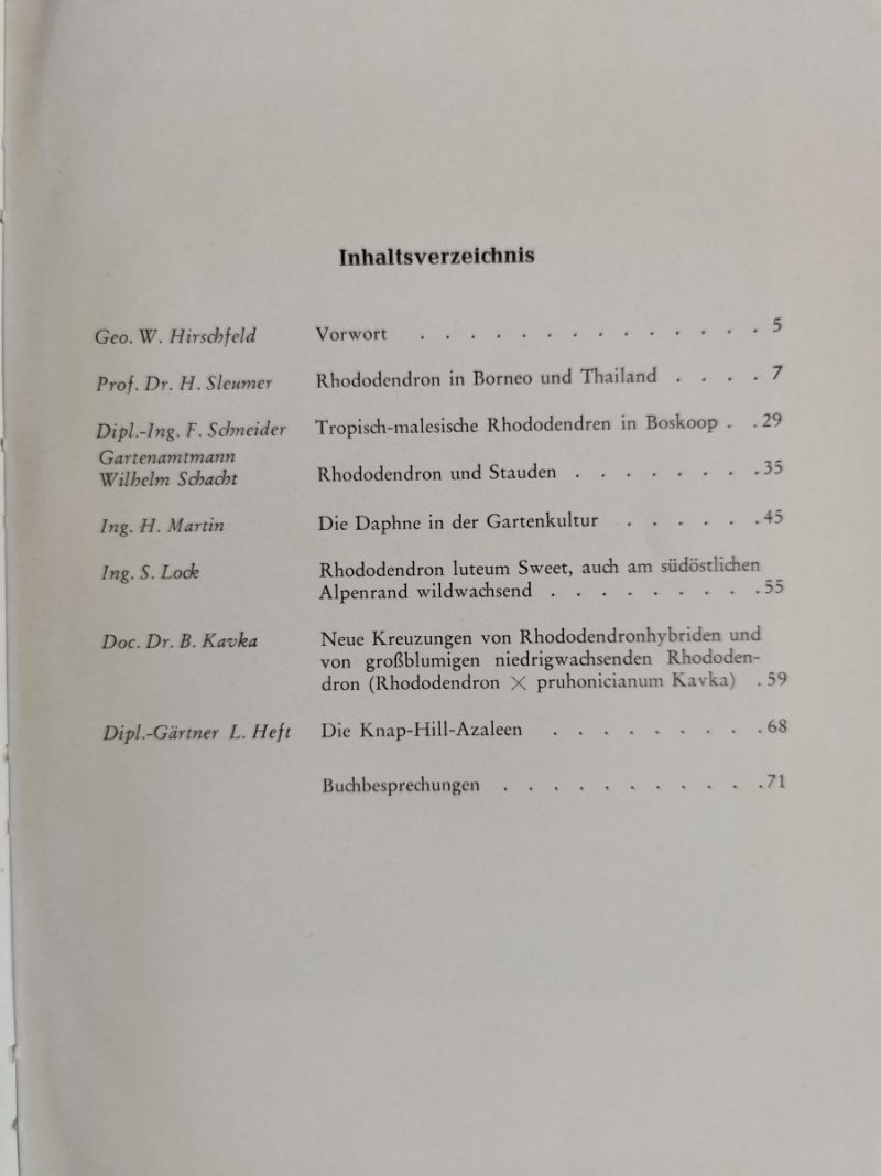RHODODENDRON UND IMMERGRUNE LAUBGEHOLZE JAHRBUCH 1965 