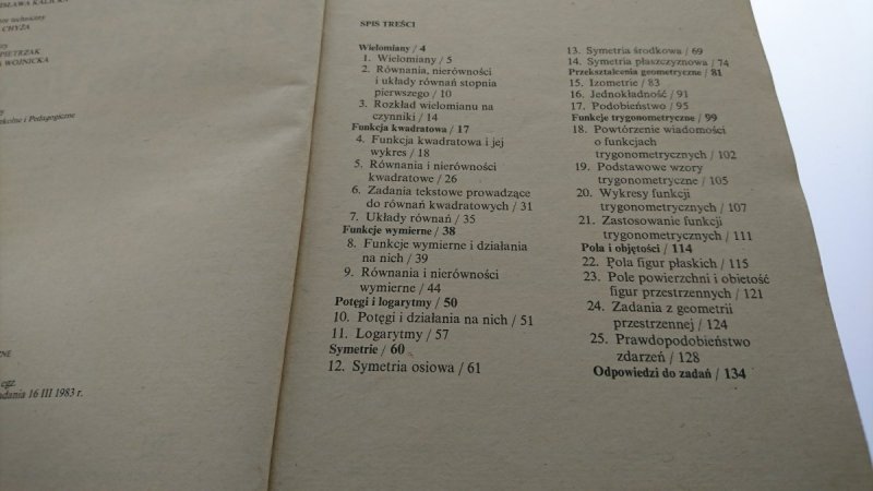 ZBIÓR ZADAŃ Z MATEMATYKI DLA KLAS VII-VIII 1984