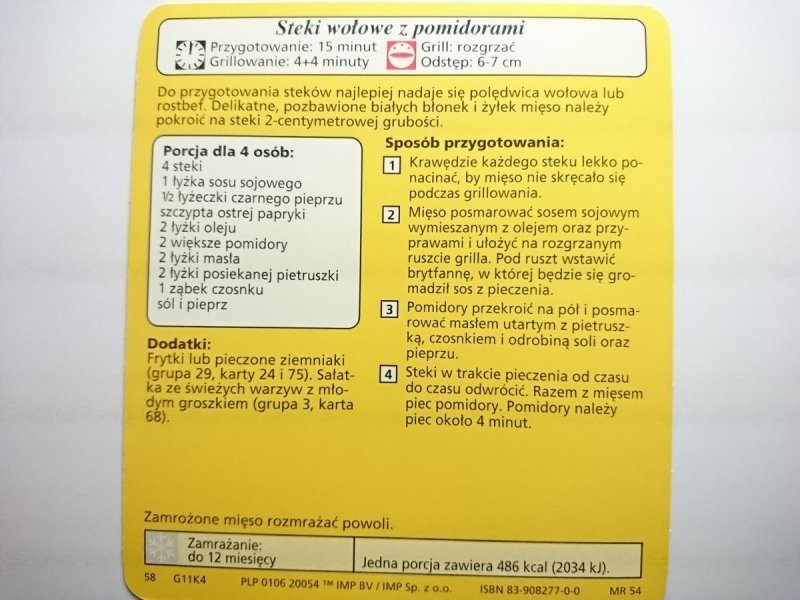 KARTA KULINARNA NR 4 STEKI WOŁOWE Z POMIDORAMI