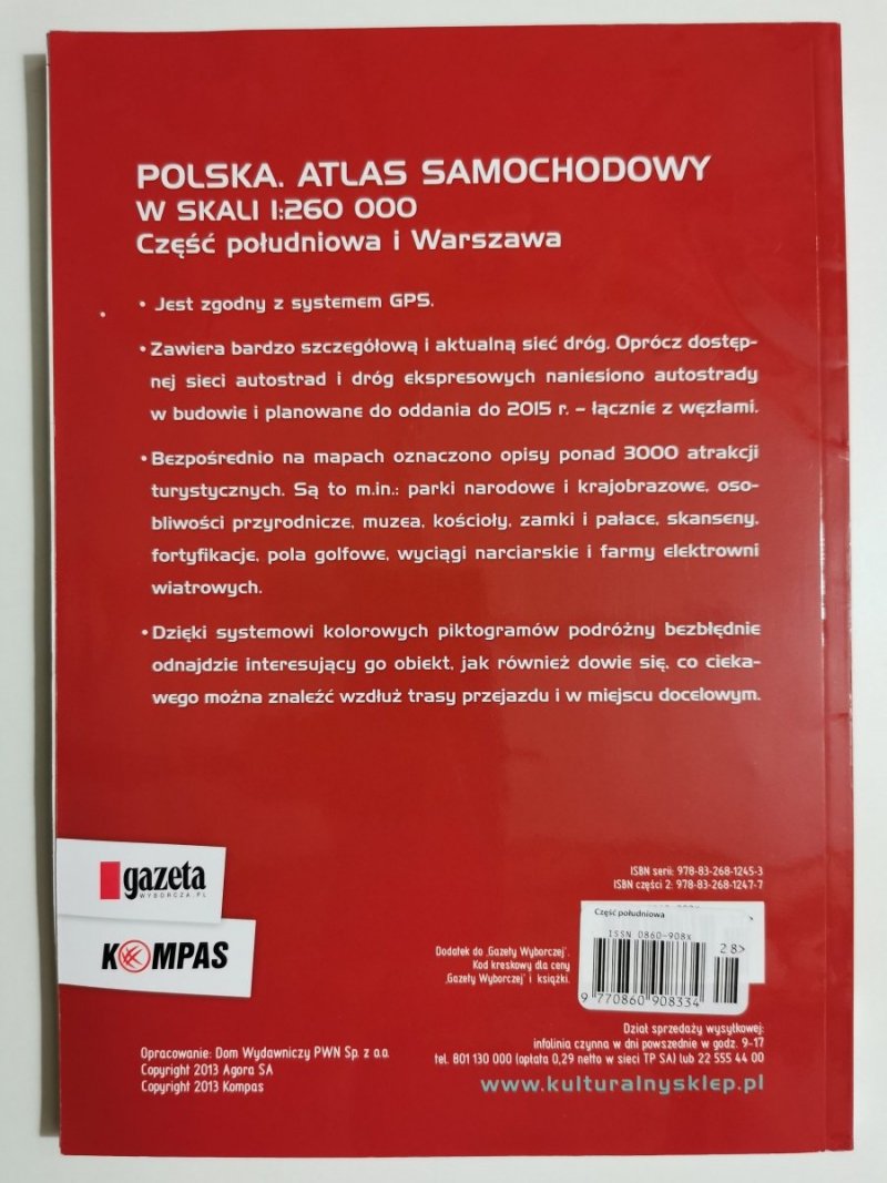 POLSKA ATLAS SAMOCHODOWY 2/2 CZĘŚĆ POŁUDNIOWA I WARSZAWA 2013