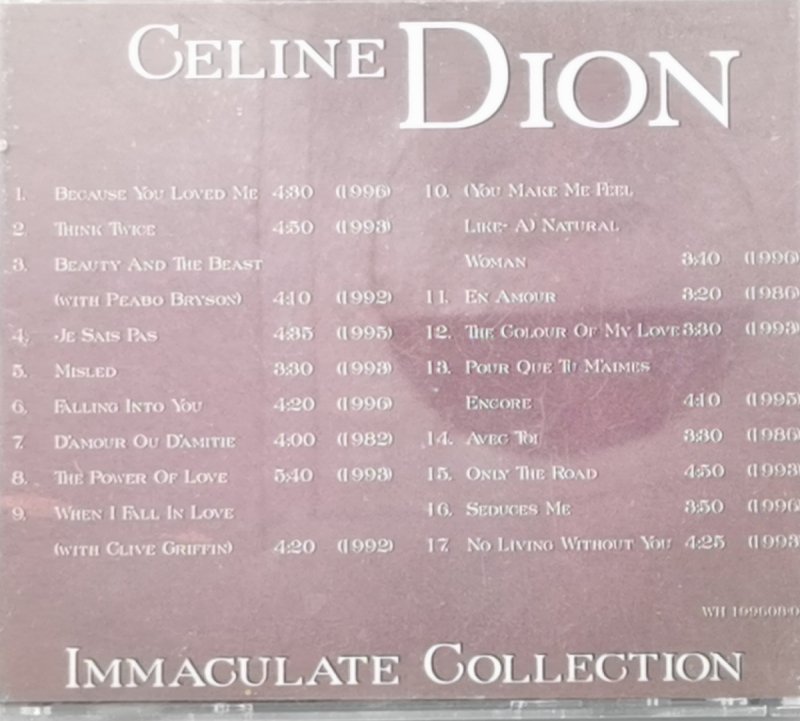 CD. CELINE DION IMMACULATE COLLECTION