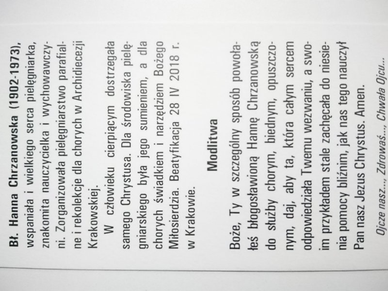BŁ. HANNA CHRZANOWSKA MODLITWA