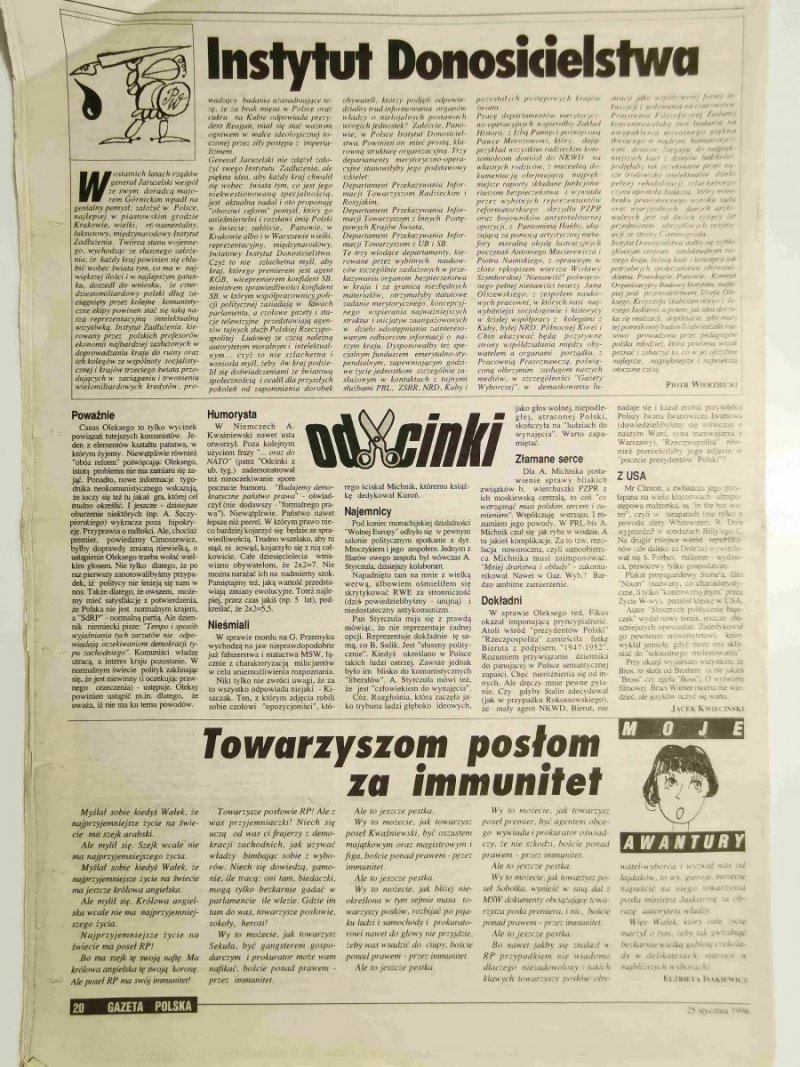 GAZETA POLSKA TYGODNIK NR 4 (132) 25 STYCZNIA 1996 r.