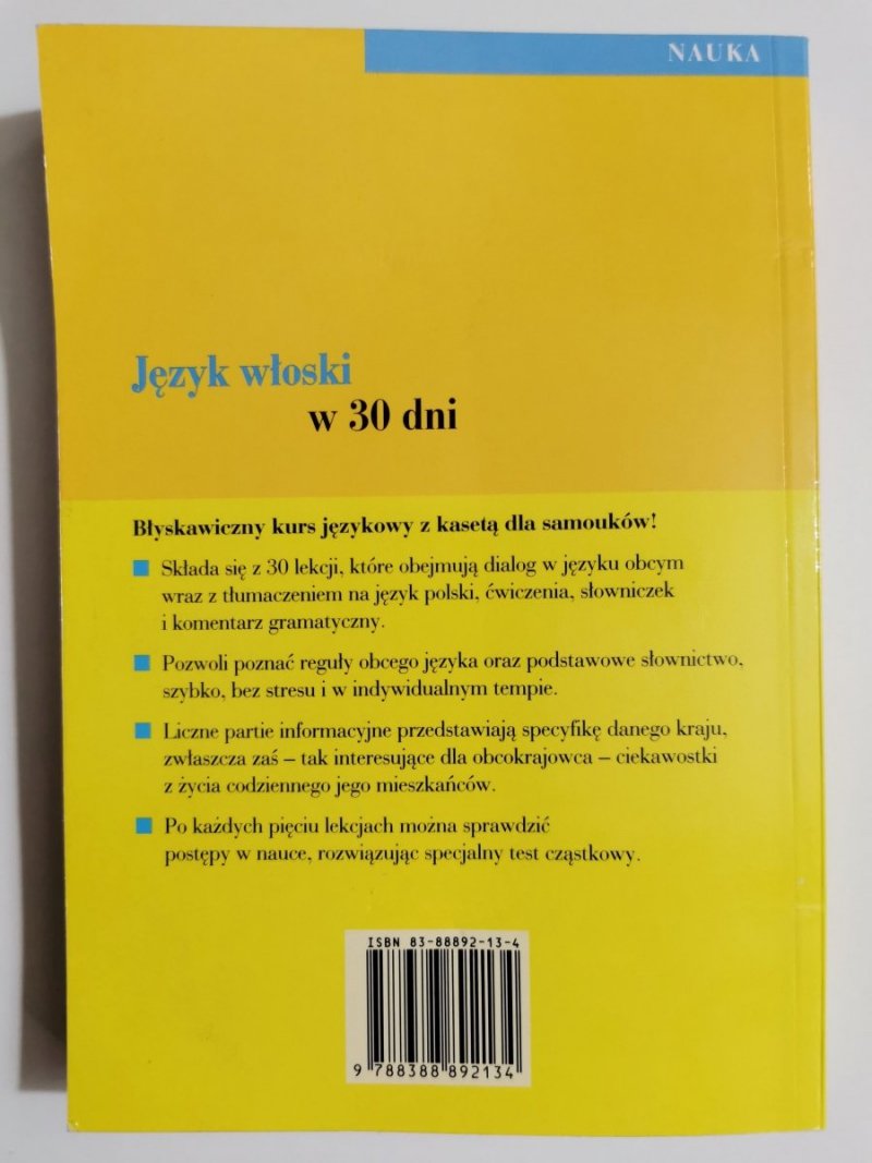 JĘZYK WŁOSKI W 30 DNI KURS Z KASETĄ 2001