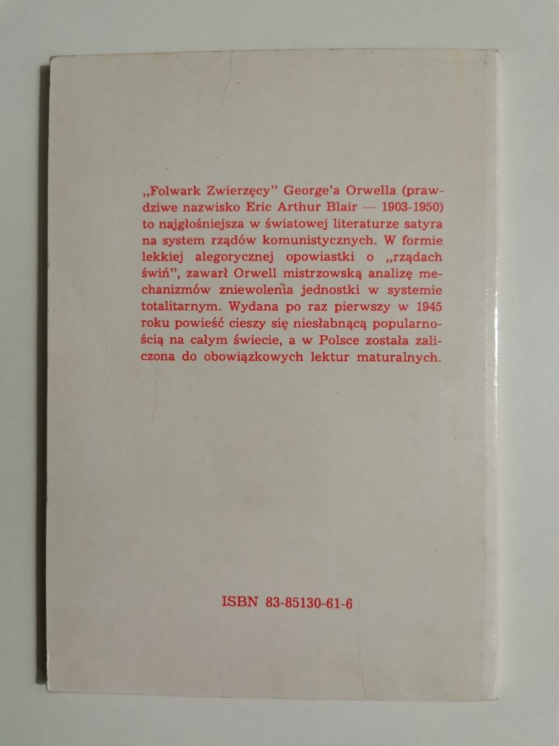 FOLWARK ZWIERZĘCY - George Orwell 1993