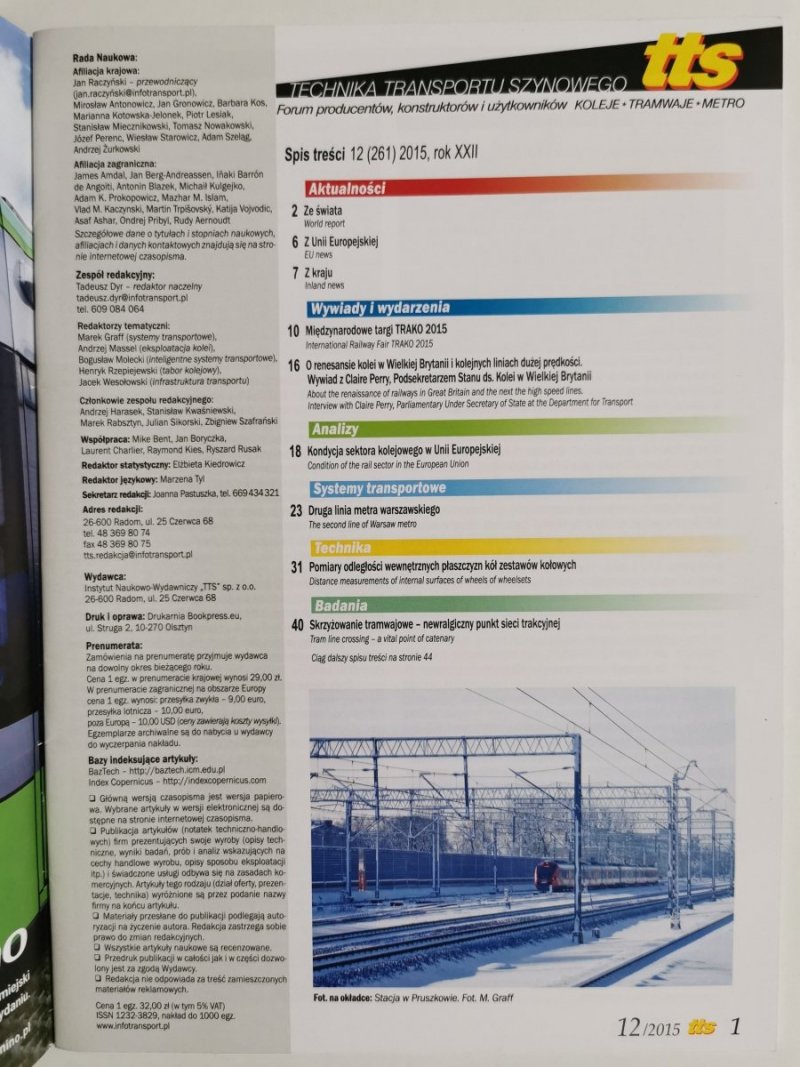 TTS – TECHNIKA TRANSPORTU SZYNOWEGO Nr. 12/2015