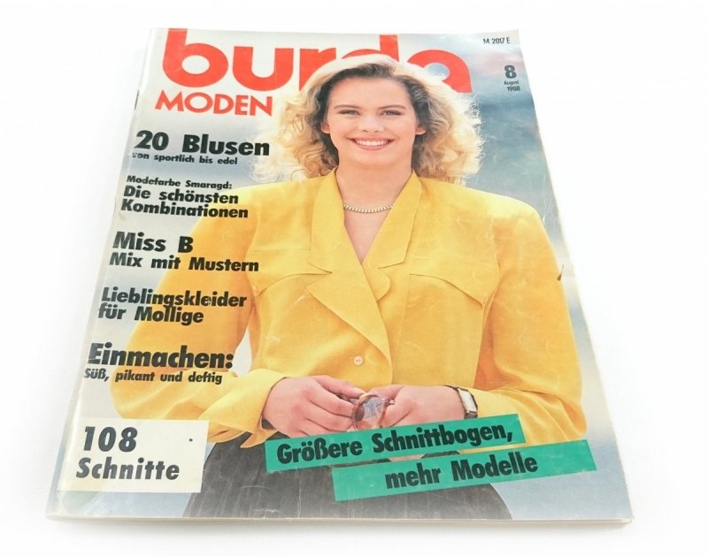 BURDA MODEN NR 8 AUGUST 1988