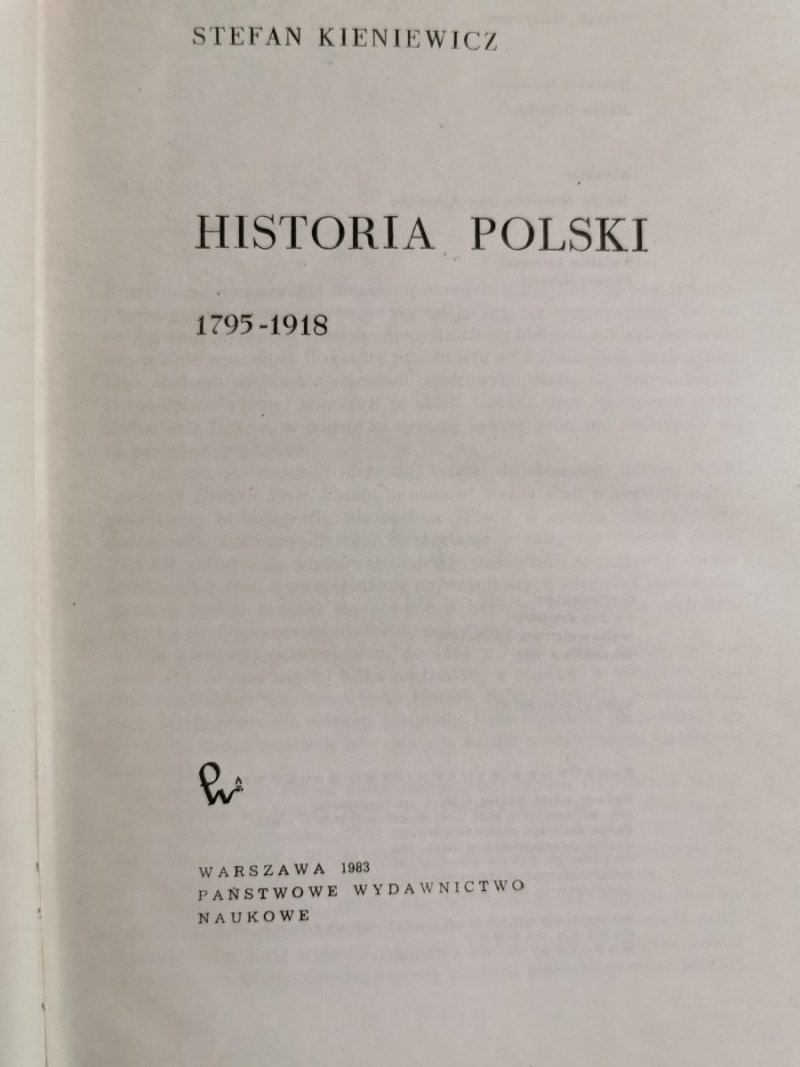 HISTORIA POLSKI 1795-1918 - Stefan Kieniewicz 1983