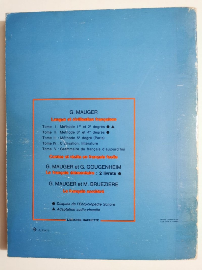 COURS DE LANUGE ET DE CIVILISATION FRANCAISES TOM II 1955