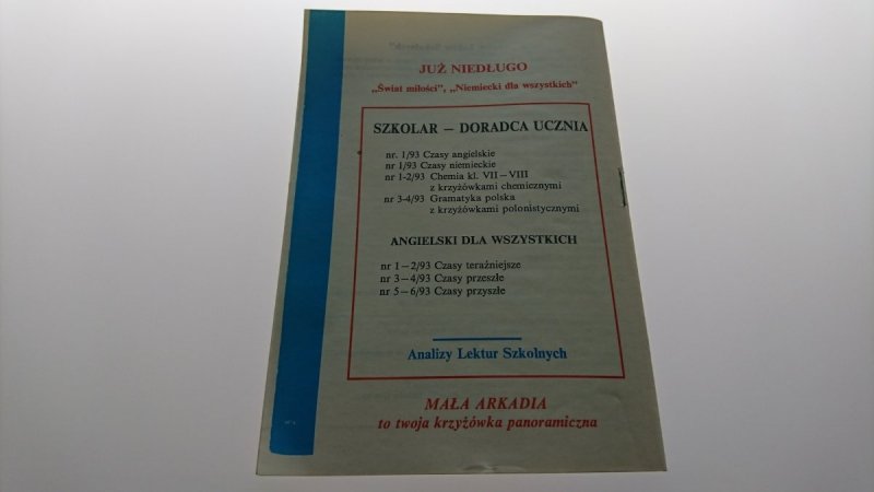 SZKOLAR. DORADCA UCZNIA NR 5-6/93 CZASY ANGIELSKIE