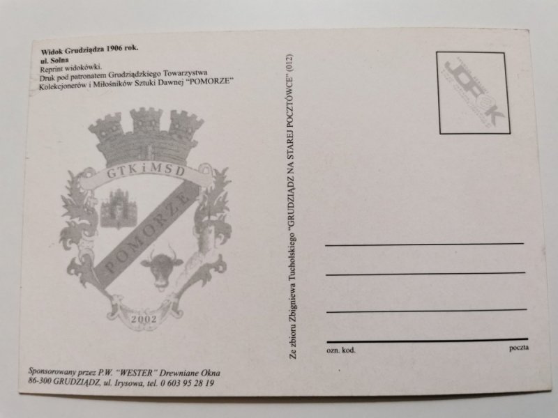 WIDOK GRUDZIĄDZA 1906 ROK. UL. SOLNA. REPRINT