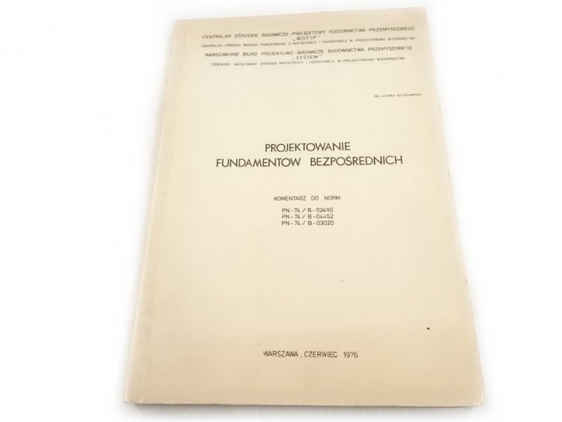 PROJEKTOWANIE FUNDAMENTÓW BEZPOŚREDNICH 1976