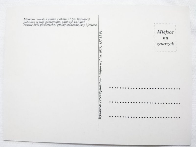 MIASTKO. MIASTO I GMINA (OK. 21 TYŚ. LUDNOŚCI) POŁOŻONA W WOJ. POMORSKIM
