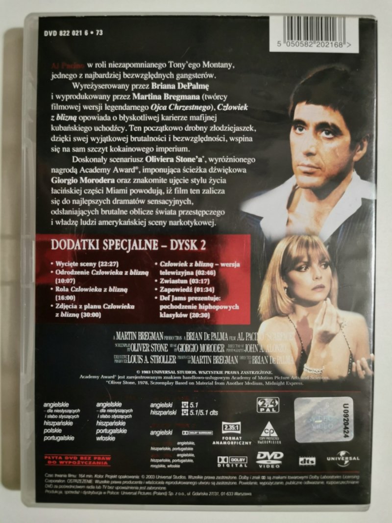 DVD. CZŁOWIEK Z BLIZNĄ. AL PACINO