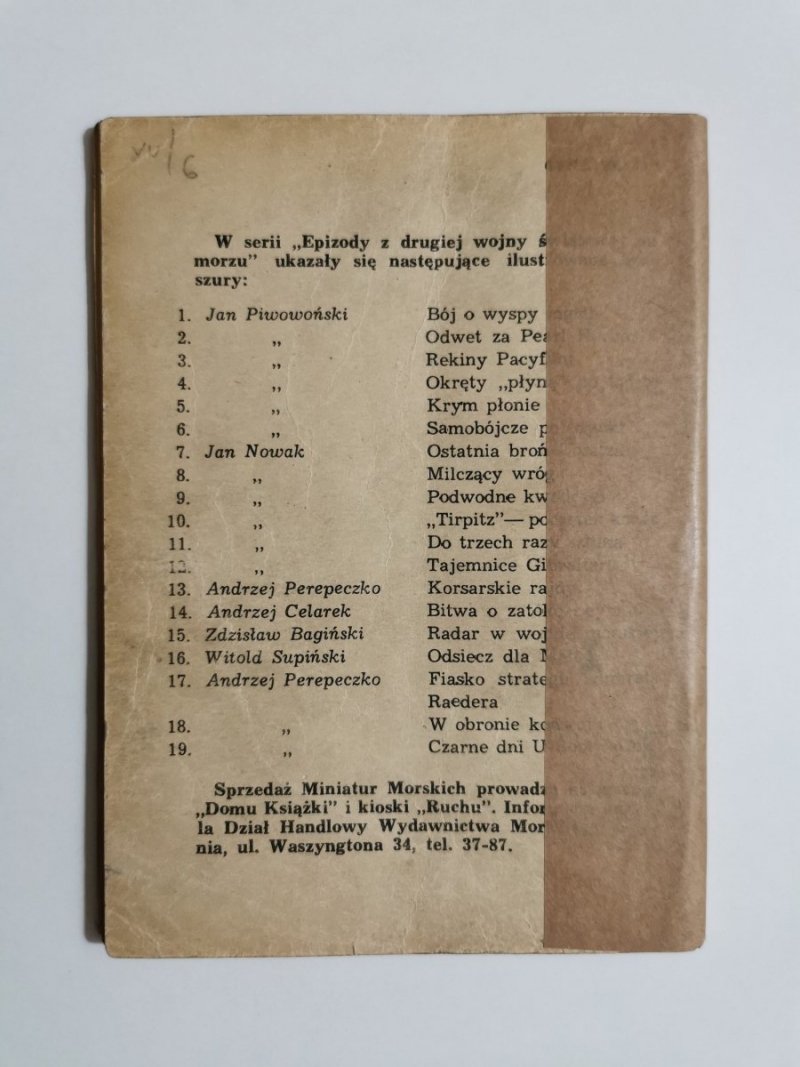 MINIATURY MORSKIE. CZARNE DNI U-BOOTWAFFE - Andrzej Perepeczko 1961