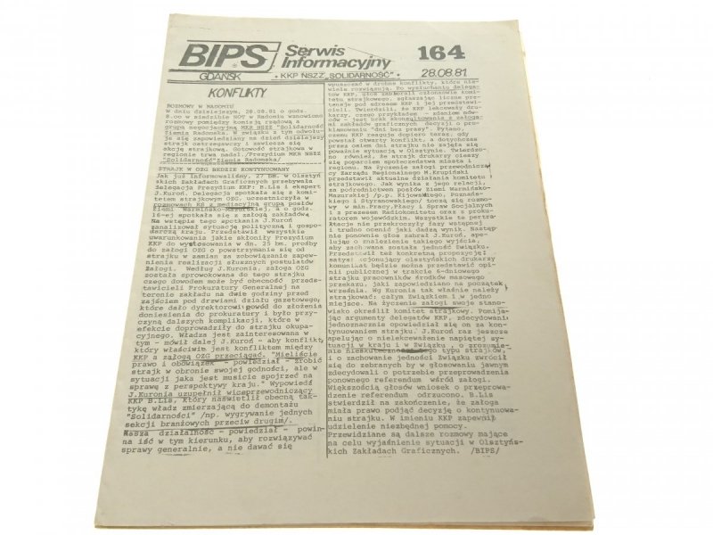 BIPS. SERWIS INFORMACYJNY NR 164 28.08.1981