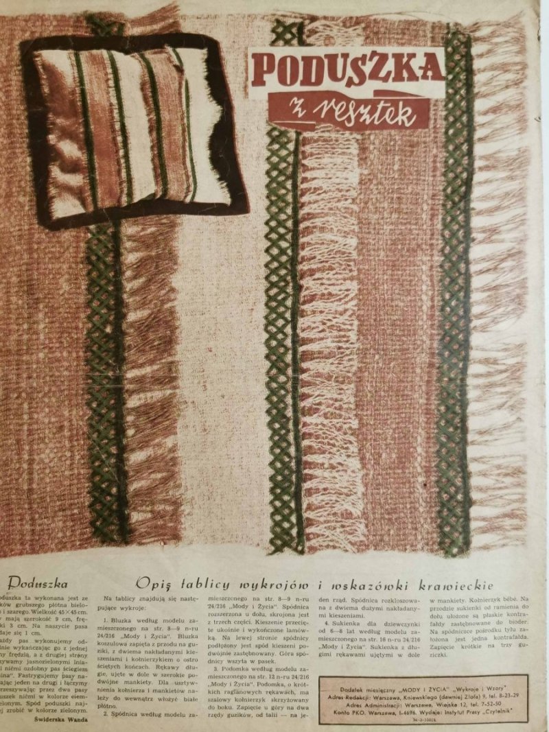 WYKROJE I WZORY NR 8/58 SIERPIEŃ 1982 