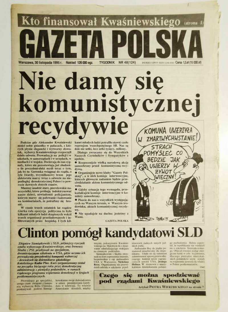 GAZETA POLSKA TYGODNIK NR 48 (124) 30 LISTOPADA 1995 r.