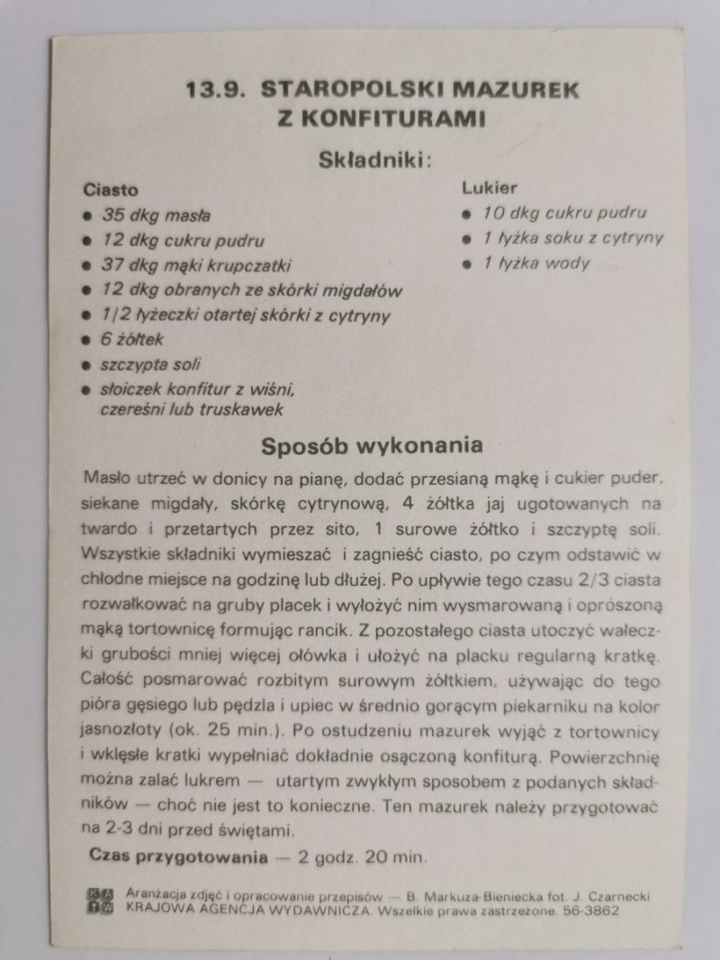 13.9. STAROPOLSKI MAZUREK Z KONFITURAMI
