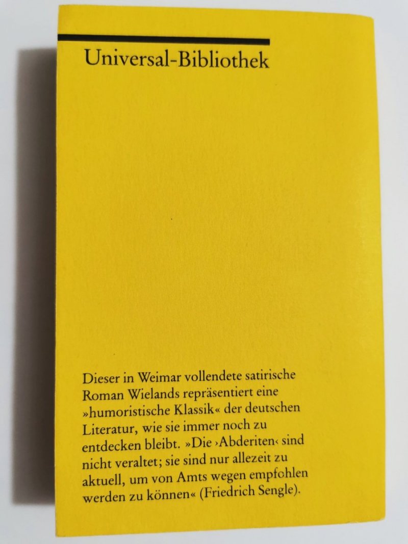 GESCHICHTE DER ABDERITEN - Chr. M. Wieland 1989